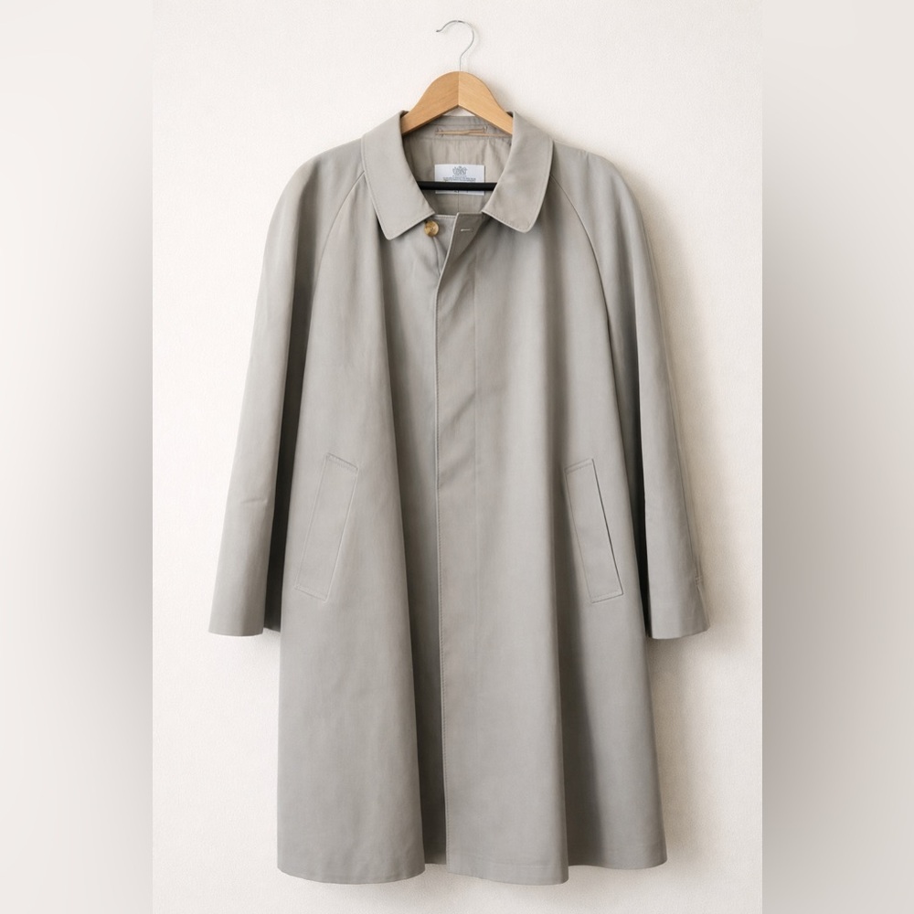Aquascutum Classic Hidden Placket Button Wool Trench Coat Sz 46 Tall